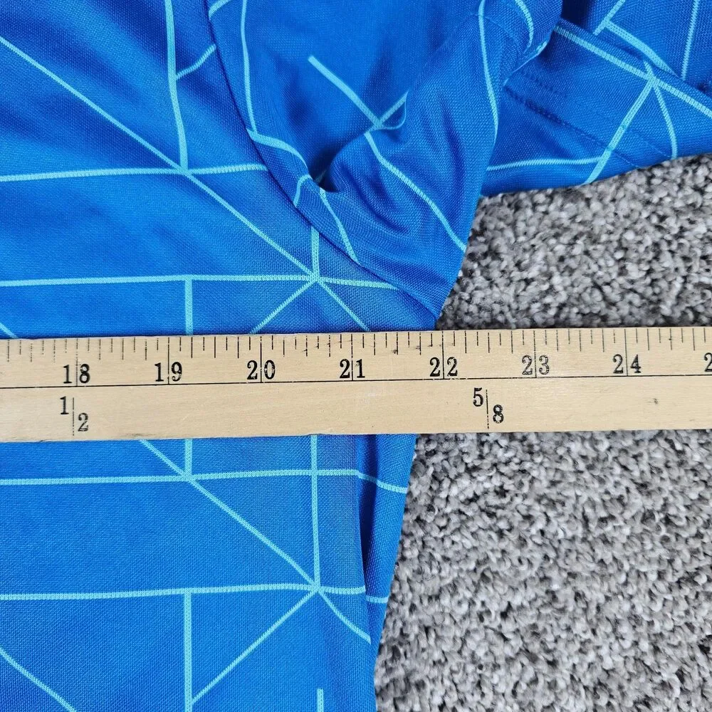 Adidas Golf Polo Shirt Mens Large Blue Geometric Abstract Stretch Athleisure